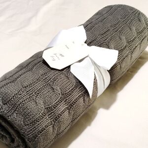 New Dark Gray Throw Blanket Ready to Gift